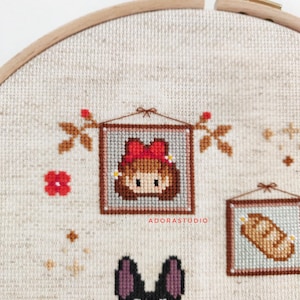 Embroidery pattern, cross stitch, Kiki's Delivery Service, Jiji's Portraits, Studio Ghibli, cat image 2