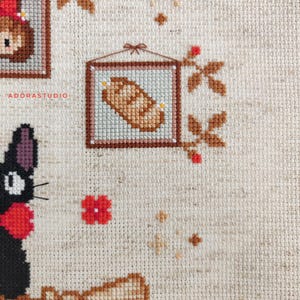 Embroidery pattern, cross stitch, Kiki's Delivery Service, Jiji's Portraits, Studio Ghibli, cat image 3