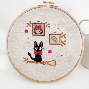 Embroidery pattern, cross stitch, Kiki's Delivery Service, Jiji's Portraits, Studio Ghibli, cat image 4