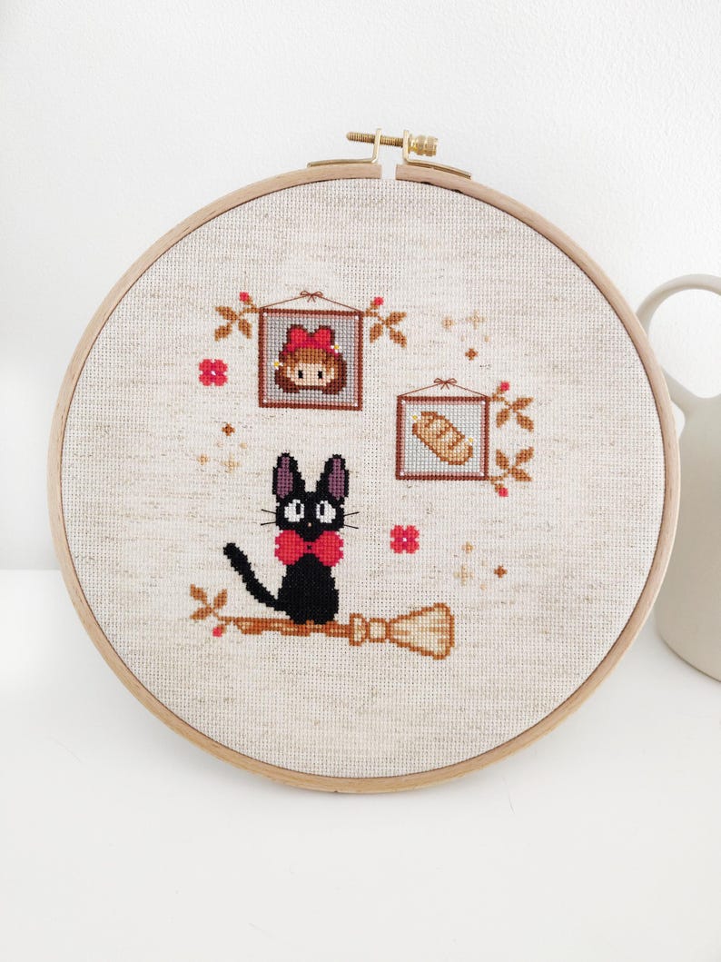 Embroidery pattern, cross stitch, Kiki's Delivery Service, Jiji's Portraits, Studio Ghibli, cat image 4