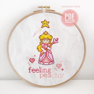 Princess peach cross stitch pattern - Etsy 日本