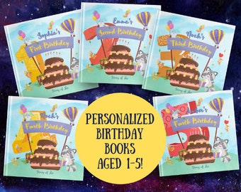 Gepersonaliseerd boek voor kinderen van 1-5 jaar - Aangepast gepersonaliseerd boek met kinder- en familienamen, geweldig cadeau voor de 1e-5e verjaardag van kinderen