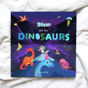 Personalised Book - Dinosaur Adventure - Custom Personalised Book w/child and family names, great gift for any child