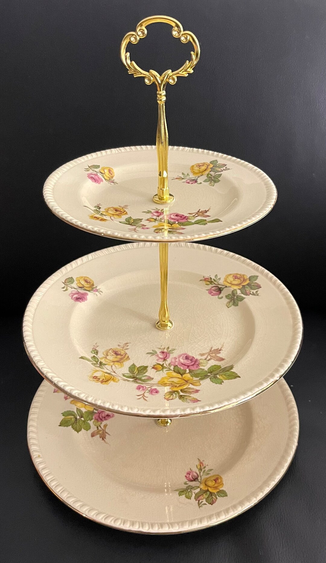 Vintage Swinnertons Staffordshire Harvest 3tiered Cake Stand Etsy