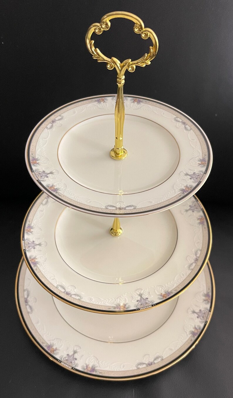 Noritake High Tea Large 3tiered Cake Stand Vintage Plates Etsy