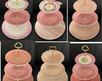 Limited edition of pink large 3-tiered cake stands