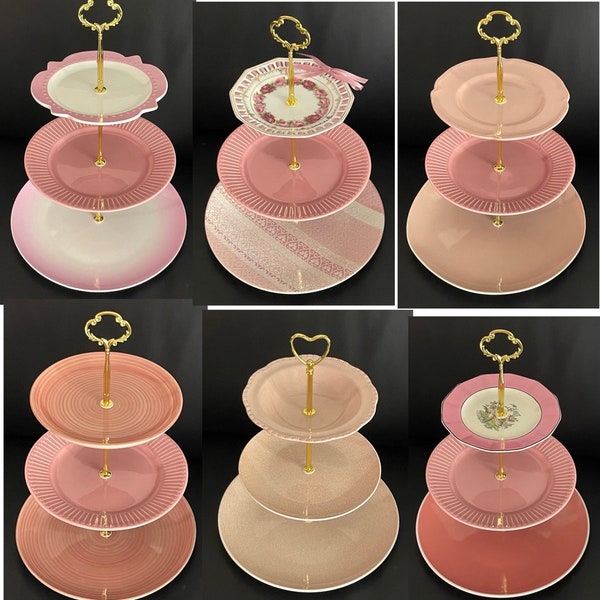 Limited edition of pink large 3-tiered cake stands
