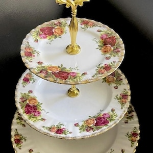 Royal Albert Old Country Roses Large High Tea 3 tiered Cake Stand, England