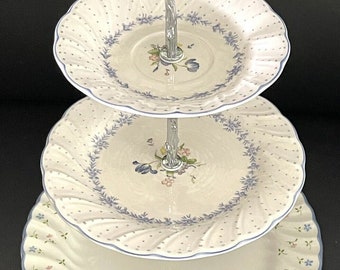 Gorgeous Nikko Blue Peony & Johnson Bros Melody Large 3-tiered Cake Stand, VGC