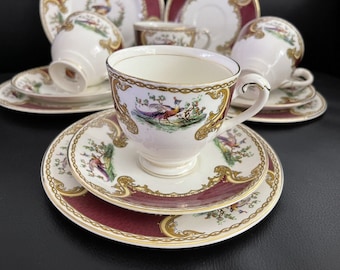 Vintage MYOTT Chelsea Bird Tea Cup Saucer Plate Trio, England, Few Available