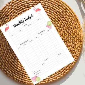 Miami vibes - monthly budget - 1 page - A4