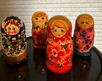 Traditional Hand Painted Nesting Dolls Set One Small Matryoshka Stacking Set in Assorted Color