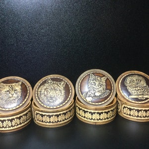 Original carved birch bark box with the image of an animal.  Made from a unique natural material - birch bark.