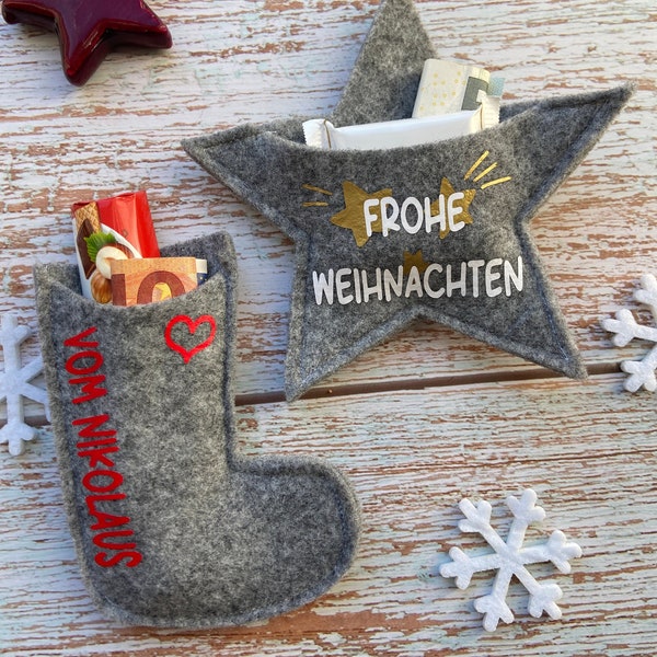 Filzhüllen für Geldgeschenke/ Nikolaus oder Weihnachten