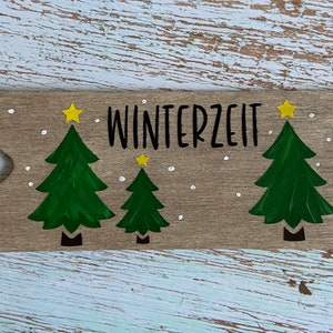 Interluxe Holzschild - Winterzeit Familie - Schild als Weihnachsdeko