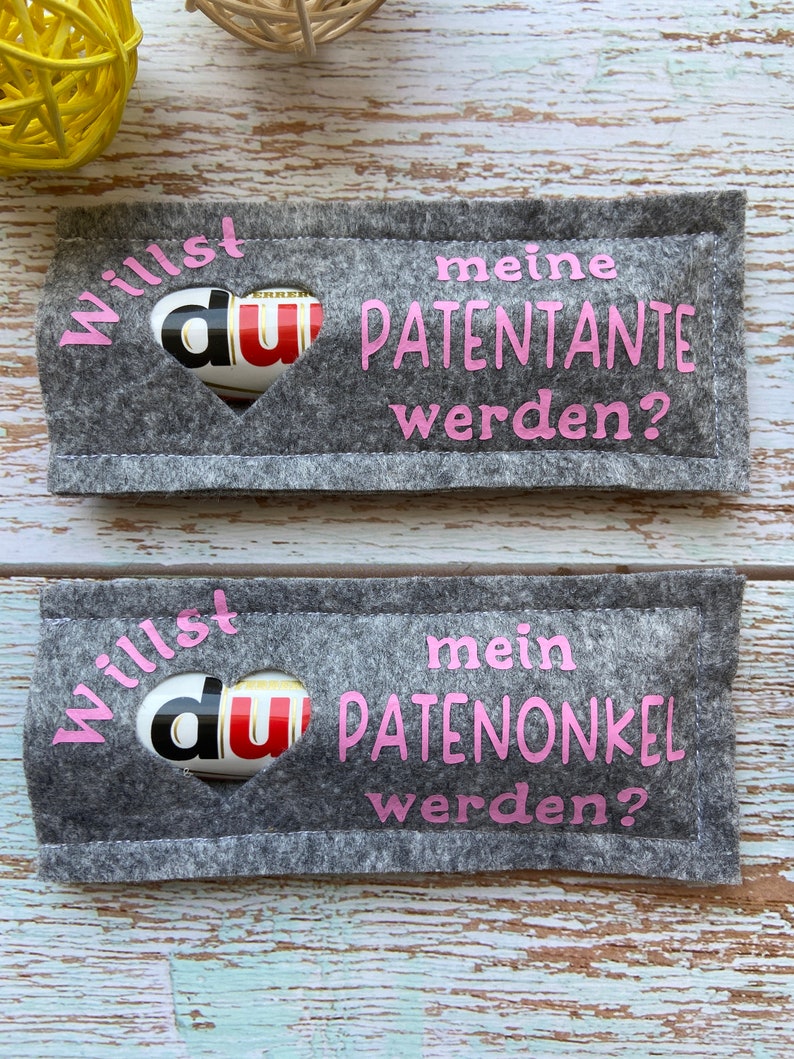 Schokoriegel Filzhülle PATENTANTE/PATENONKEL 1 Stück Bild 2