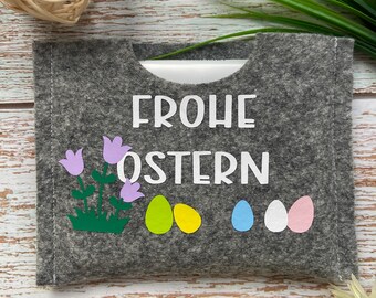 Schokoladen Filzhülle -Frohe Ostern- (für eine quadratische Schokolade) 1 Stück