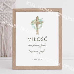 In Polish, Love is Patient, Milosc cierpliwa jest, Polish Catholic Quote, Polish Wedding Gift, Prezent na slub, po Polsku, DIGITAL Print