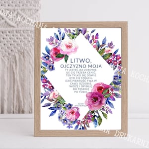 In Polish, Famous Polish Poem, Litwo Ojczyzno Moja, Adam Mickiewicz, Pan Tadeusz, Po Polsku, Polski Wierszyk, Polski Dom, DIGITAL Print