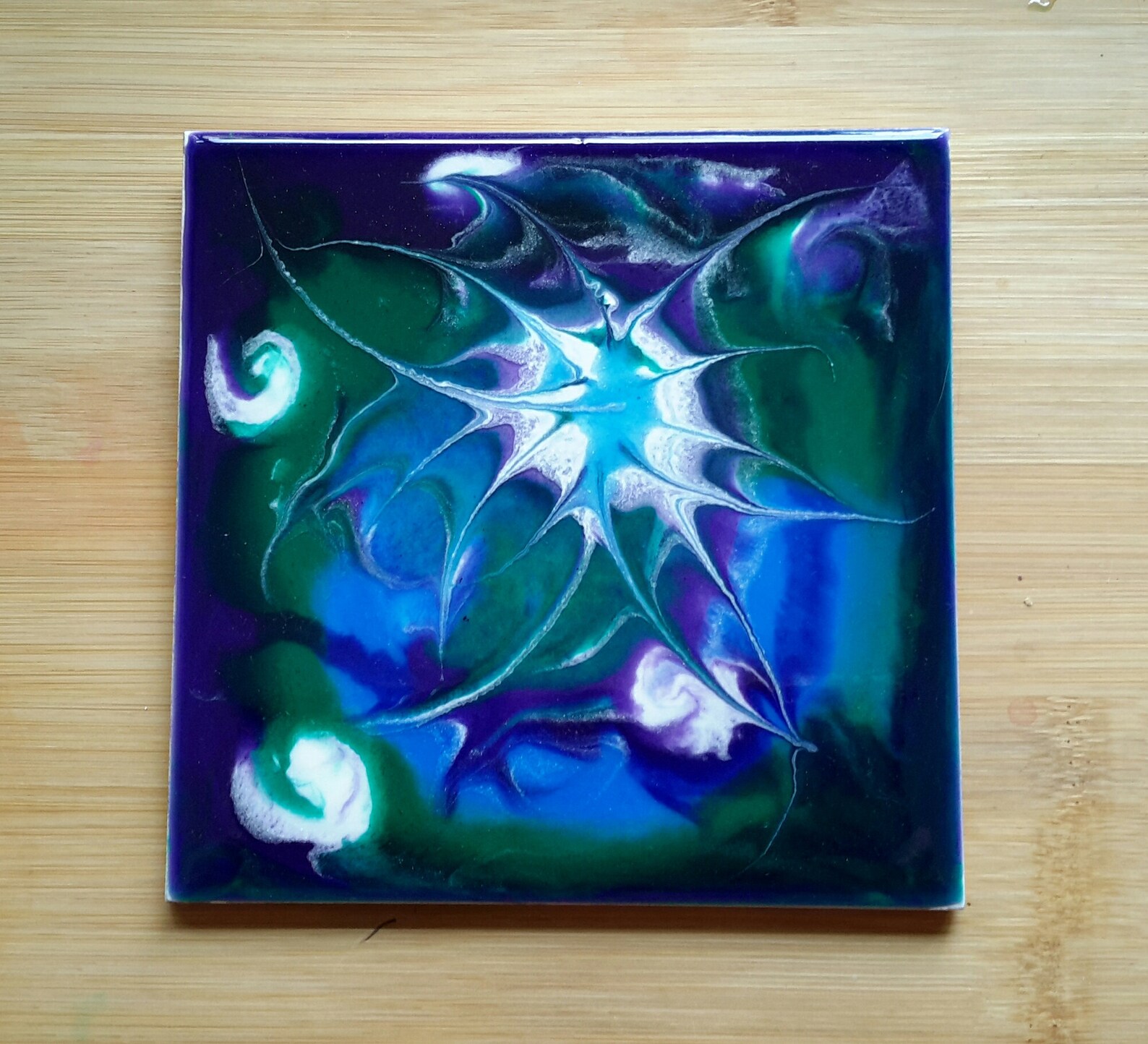 Abstract resin art on ceramic tile wall art tile wall art Etsy