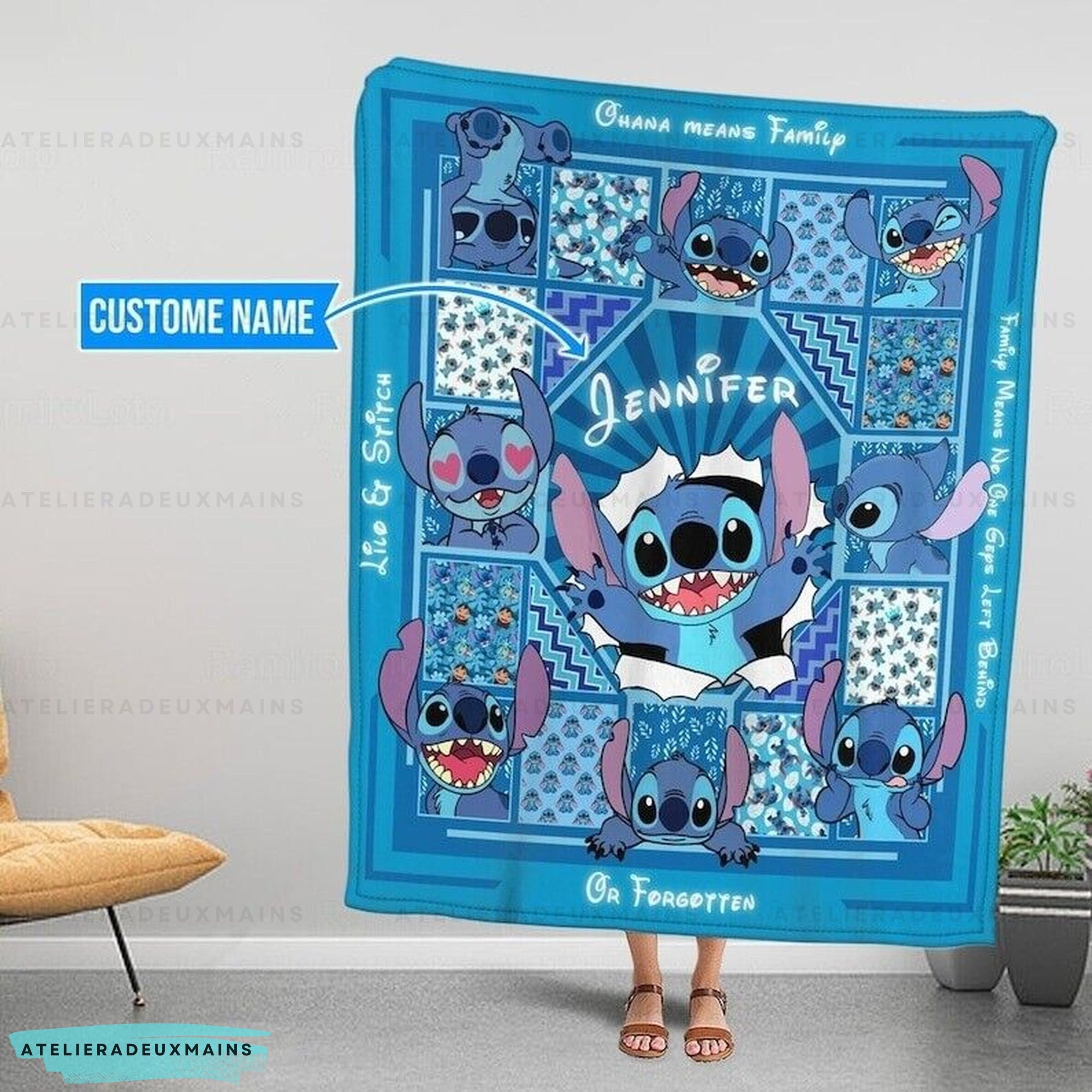 Personalized Stitch Ohana Means Family Lilo And Stitch Blanket Kid Bla –  Uniwiin Store - Unique Gifts Family