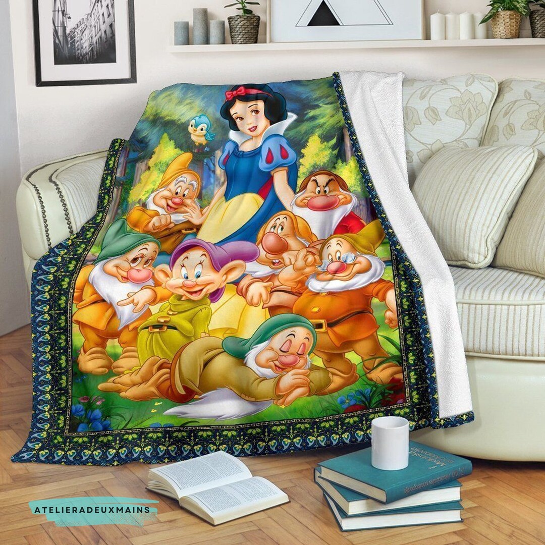 Snow White and Seven Dwarfs Sofa Christmas Blanket, Snow White Blanket