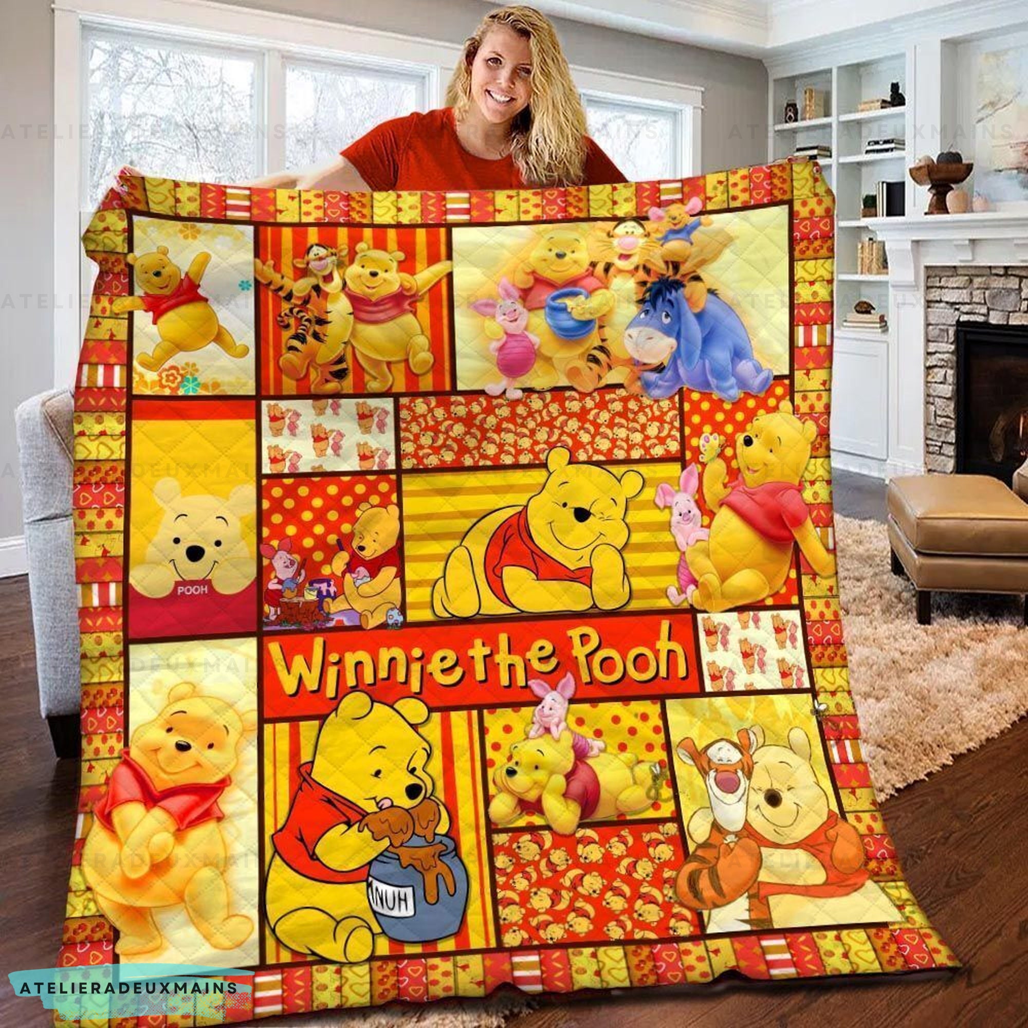 Winnie the Pooh Blanket, Pooh and Friends Fleece Mink Sherpa Blanket