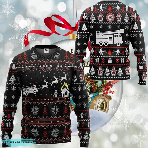 Fire department ugly christmas sweater sale