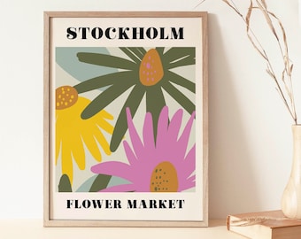 Flower Market Print Stockholm, Flower Market Print, Flower Market Poster, Flower Wall Decor, Flower Print, Florist Gift, printable wall art