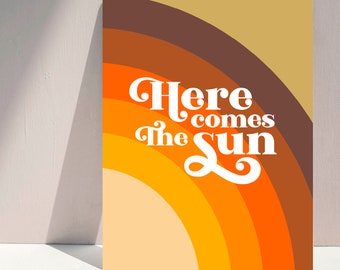 Arte de pared, aquí viene el sol, los Beatles, letras, impresión de citas retro, sala de estar, impresión de vivero, cartel de decoración de los Beatles, descarga digital
