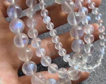 June Birthstone Blue Flash Moonstone Bracelet, Genuine Gemstone Jewelry, Birthday Gift