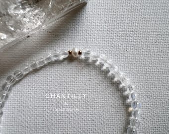 Blue Flash Moonstone Pearl Bracelet, June Birthstone, Dainty Stacking Jewelry, Birthday Gift