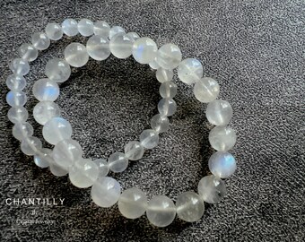 Blue Flash Moonstone Bracelet, Natural Crystal Gemstone, June Birthstone