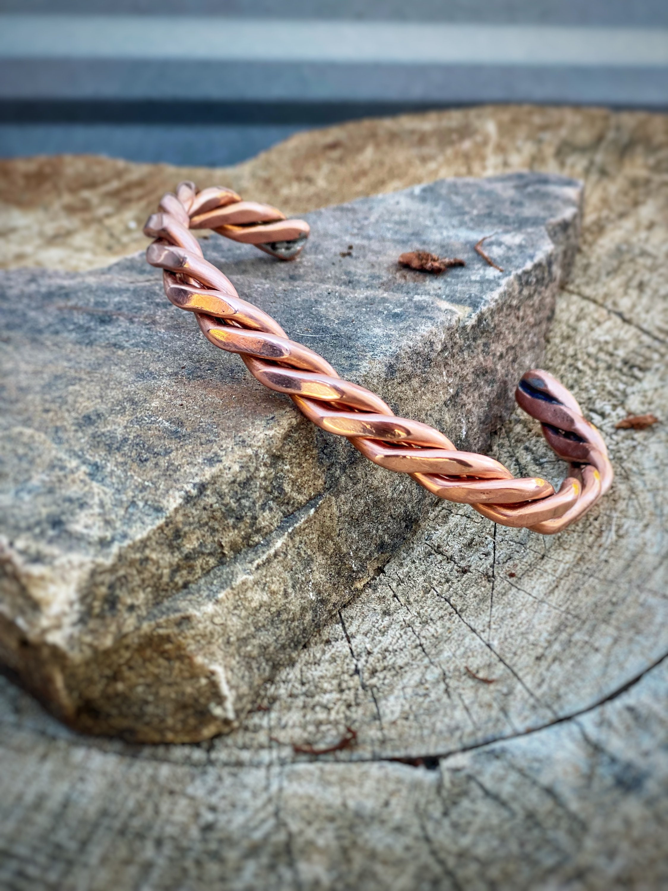 Hand Forged Knotted Copper Cuff Etsy