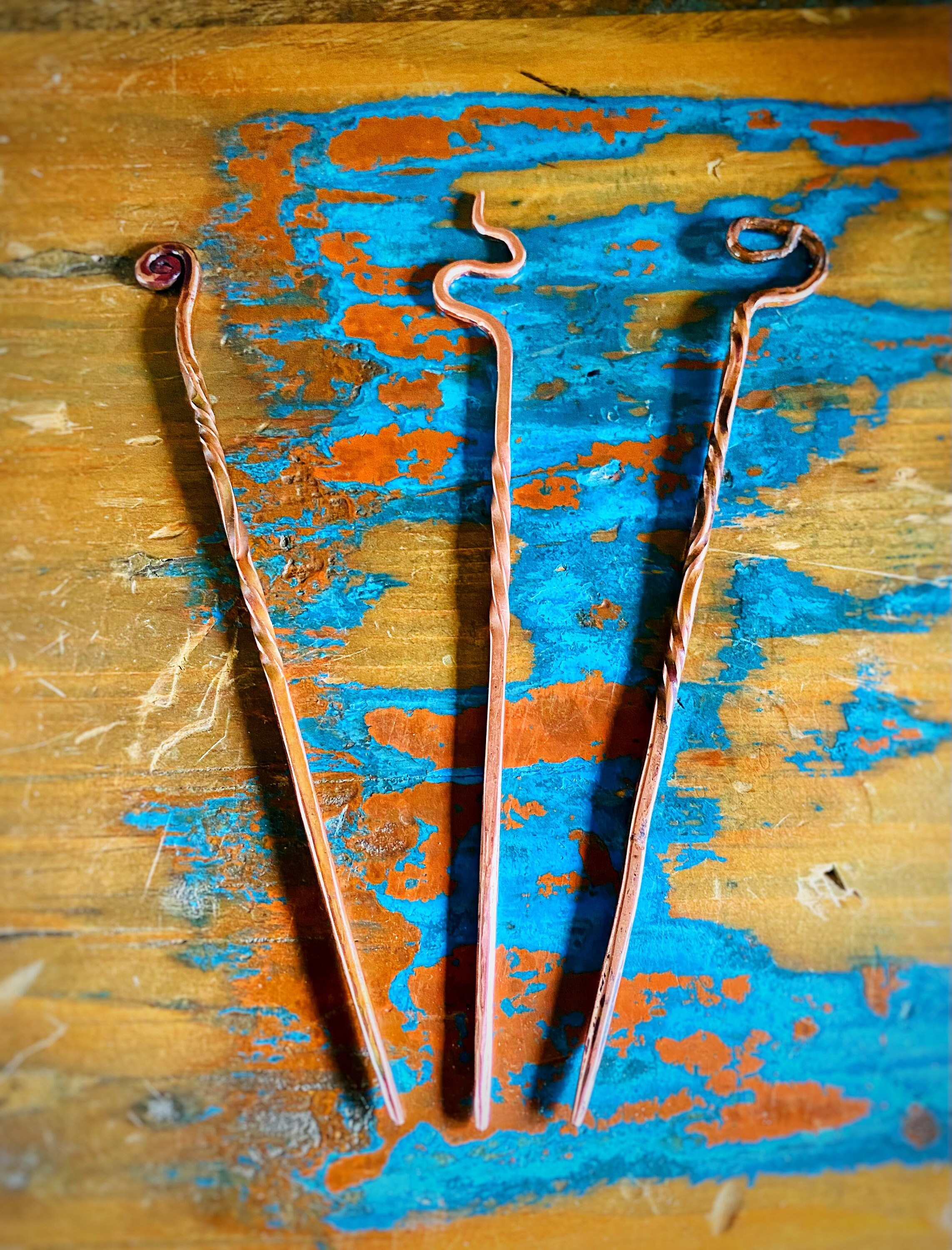 Hand Forged Copper Hair Pin