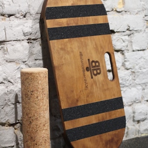 Wooden balance board with cork roller
