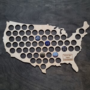 Bierkappe Karte - USA - perfektes Geschenk für Bierliebhaber | Biergeschenke | Flaschenverschlusshalter | Wandkunst |