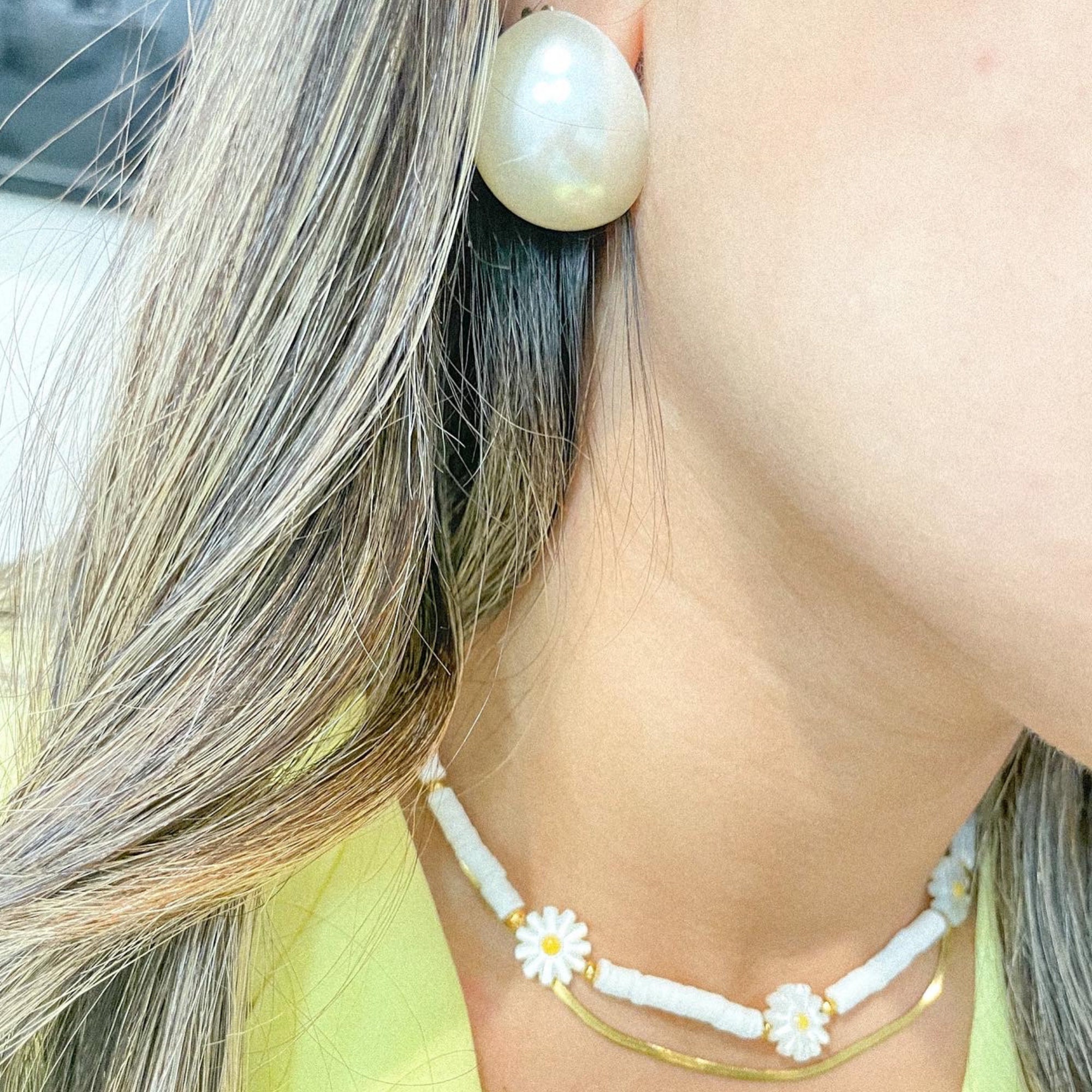 Large Pearl Earring, Oversize Pearl Stud, Half Round Pearl Earring