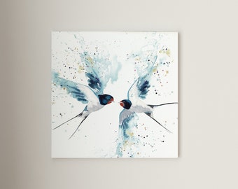 Spring Swallows Print | Wall Art for the home | Great gift idea | Home decor | Fine art | Canvas #08 | Contemporary