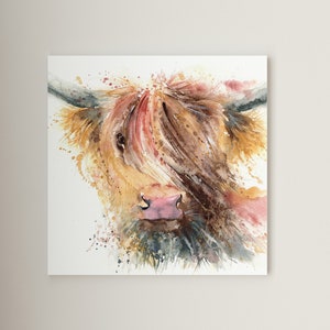 Highland Cow Print | Wall Art for the home | Great gift idea | Home decor | Fine art | Canvas #07 | Spring | Contemporary