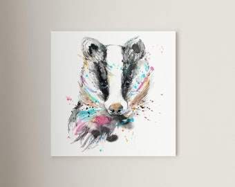 Badger Print | Wall Art for the home | Great gift idea | Home decor | Canvas | Fine art print #203