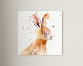Hare Print | Wall Art for the home | Great gift idea | Home decor | Fine art print | Canvas #120