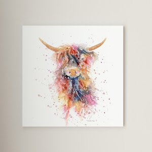 Highland Cow Print | Wall Art for the home | Great gift idea | Home decor | Fine art | Canvas #19