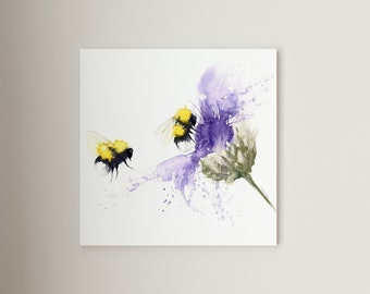 Bee & Thistle Print | Wall Art for the home | Great Christmas gift idea | Home decor | Canvas | Fine art print #90