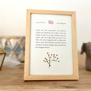 Namenskarte mit Bedeutung als Babygeschenk