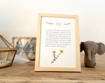 Namenskarte mit Bedeutung als Babygeschenk