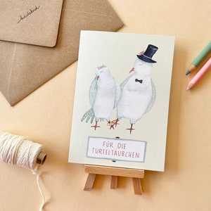 Carte pliante « Tourtereaux » pour le mariage avec enveloppe