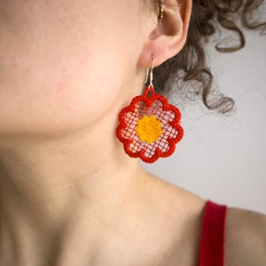 70ies Floral Earrings, Retro Flower Power Accessory