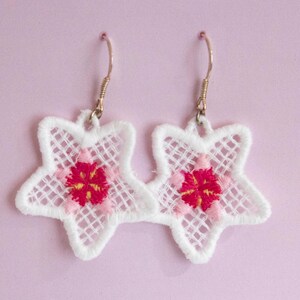 Hoya Bella Lace Earrings, Sustainably Made Floral Beauties, Sterling Silver, TENCEL image 1