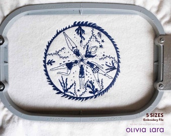 Swimming Women Mental Health Embroidery Design File, Wild Swimming, Beach